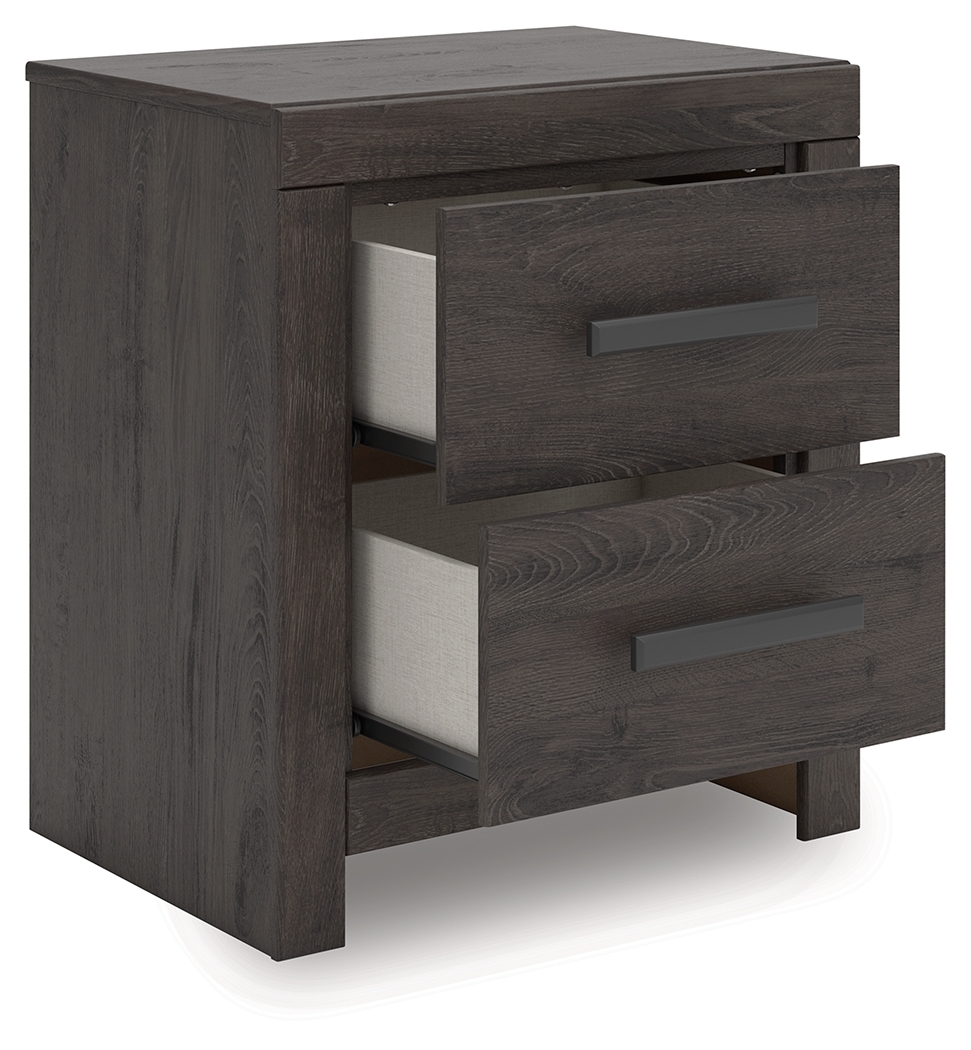 Prendonea - Two Drawer Night Stand - Charcoal - Image 4