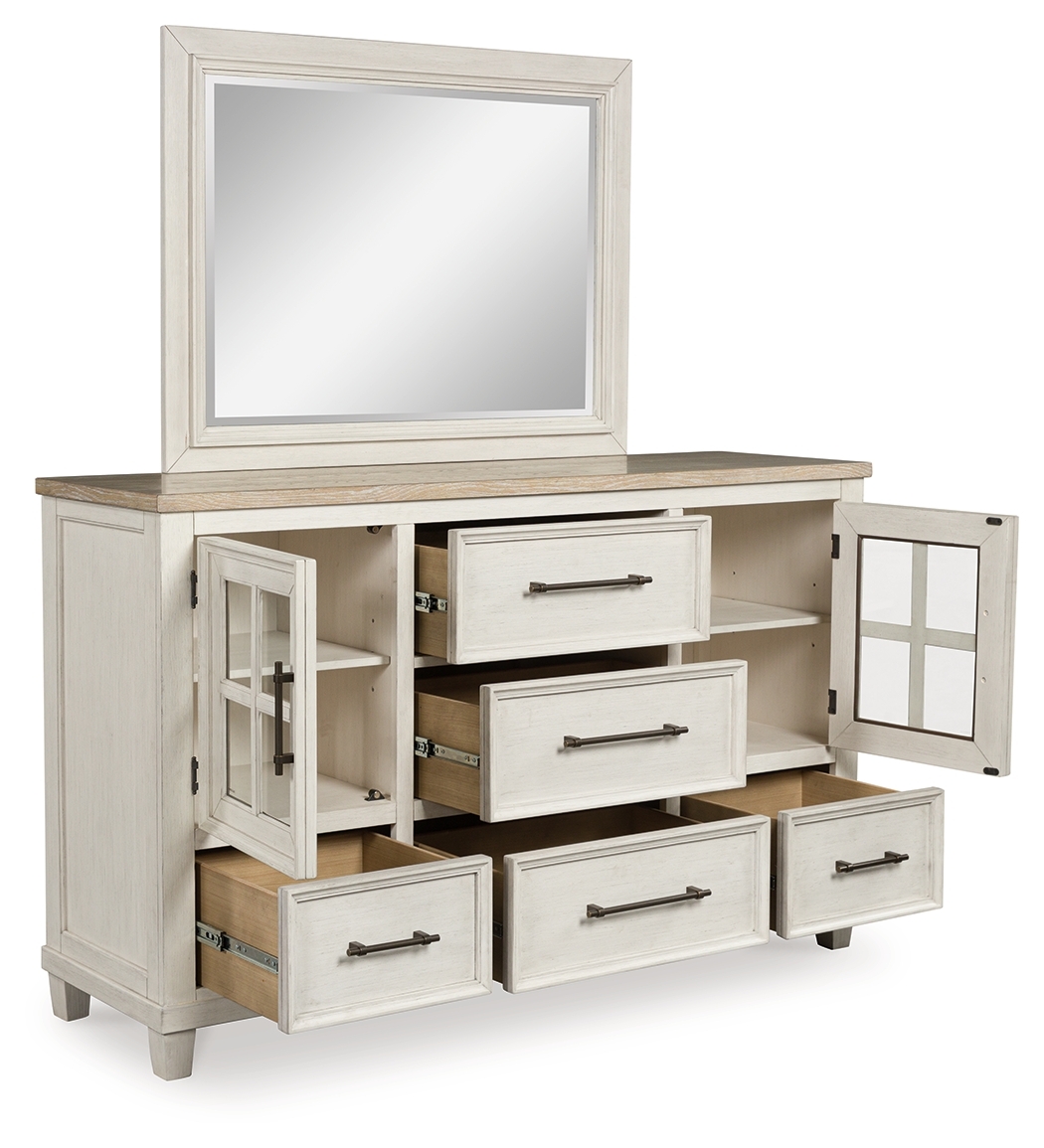 Shaybrock - Dresser And Mirror - Antique White / Brown - Image 3
