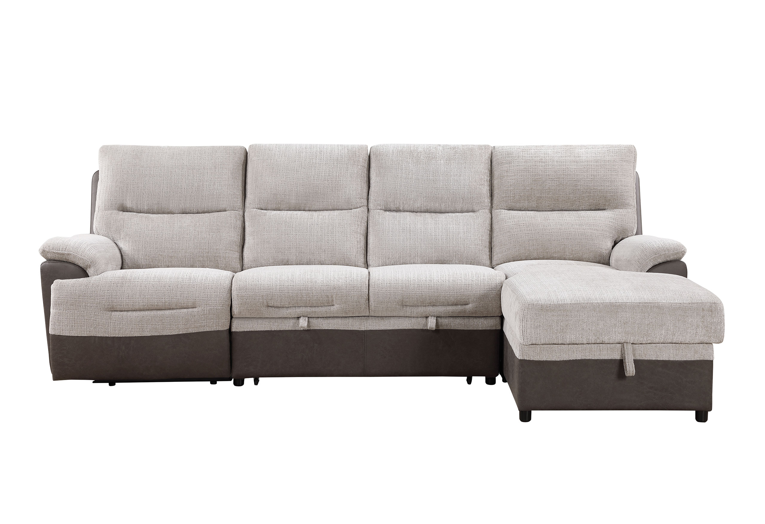 U3822 - Sectional With Pullout And USB - Beige / Brown - Image 3