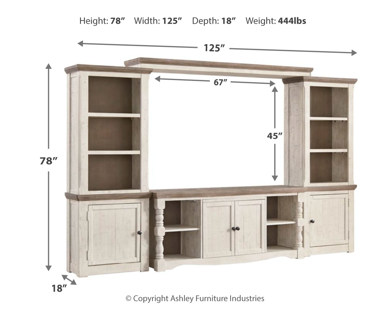 Havalance - 4 Pc. - Entertainment Center - 67" TV Stand - Brown / Beige - Image 4