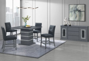 Monaco - 7 Piece Dining Room Set (Bar Table And 6 Bar Stools) - Dark Gray
