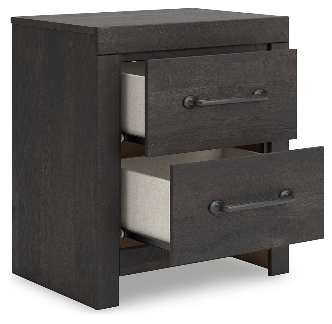 Hollivern - Two Drawer Night Stand - Dark Gray - Image 4