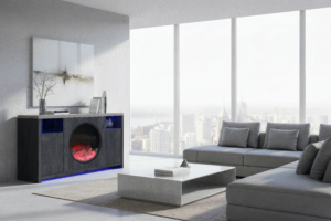 Nyla - 60" Entertainment Unit With Speakers And LED - Dark Gray / Light Gray