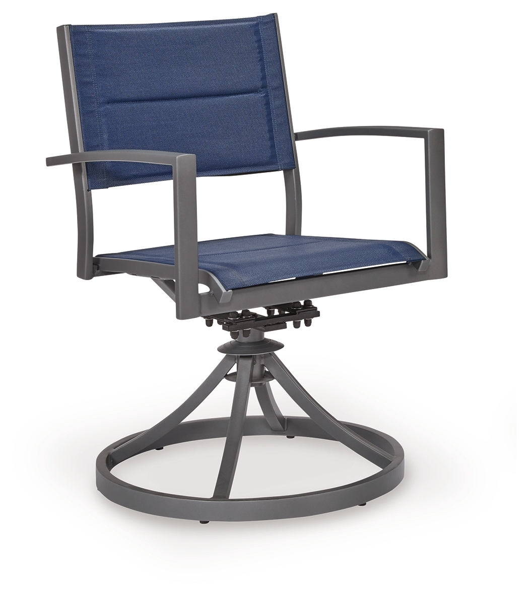 Rocky Creek - Sling Swivel Chair (Set of 2) - Blue / Gray - Image 3