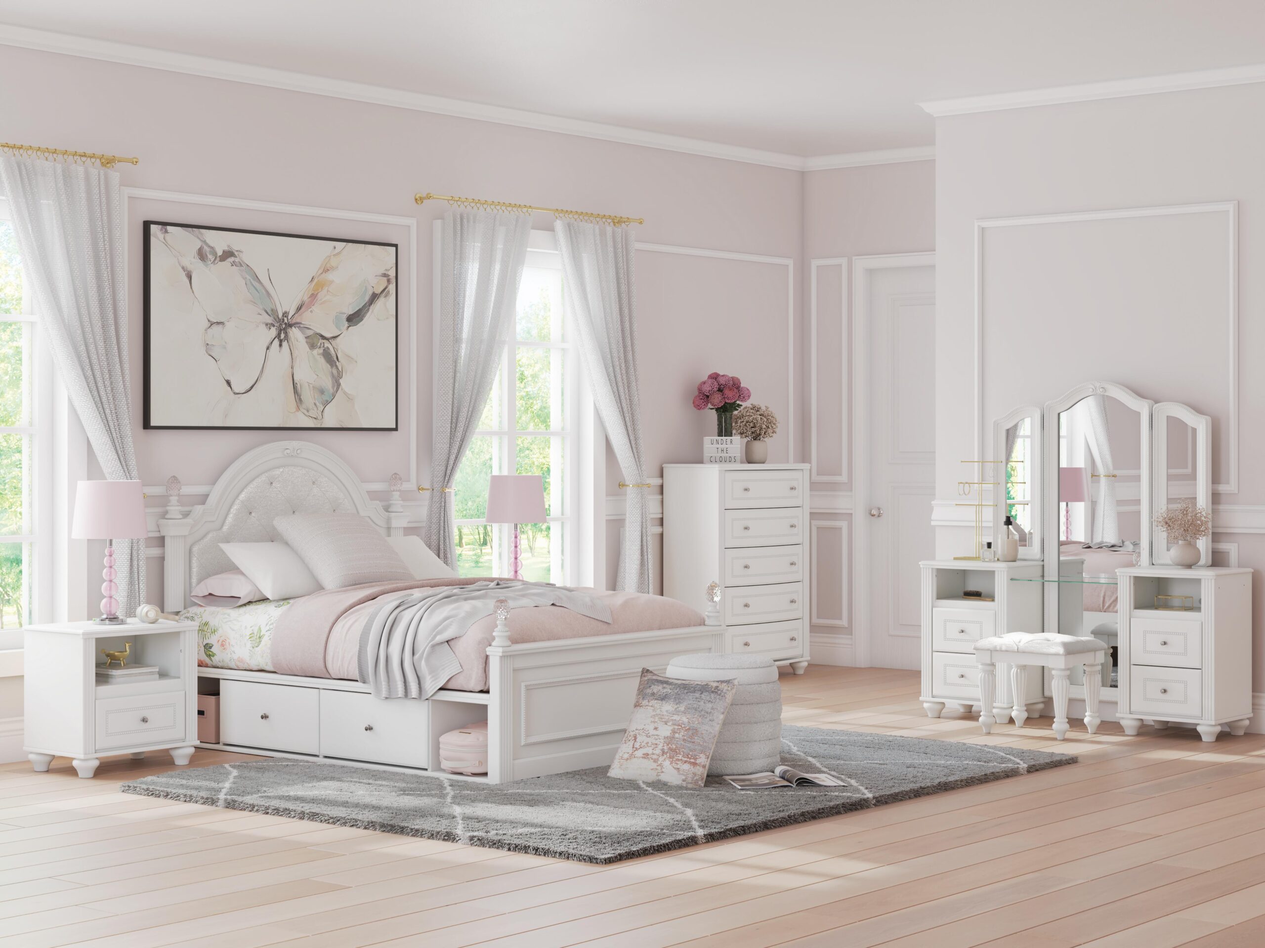 Kozlani - Vanity With Mirror - White - Image 2