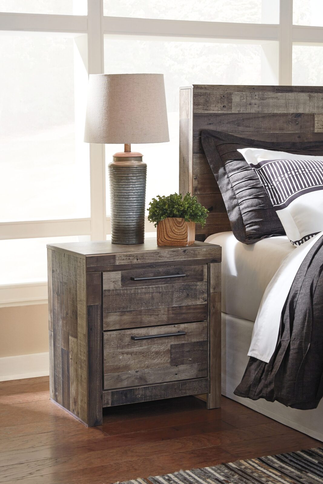 Derekson - Two Drawer Night Stand - Multi Gray - Image 2