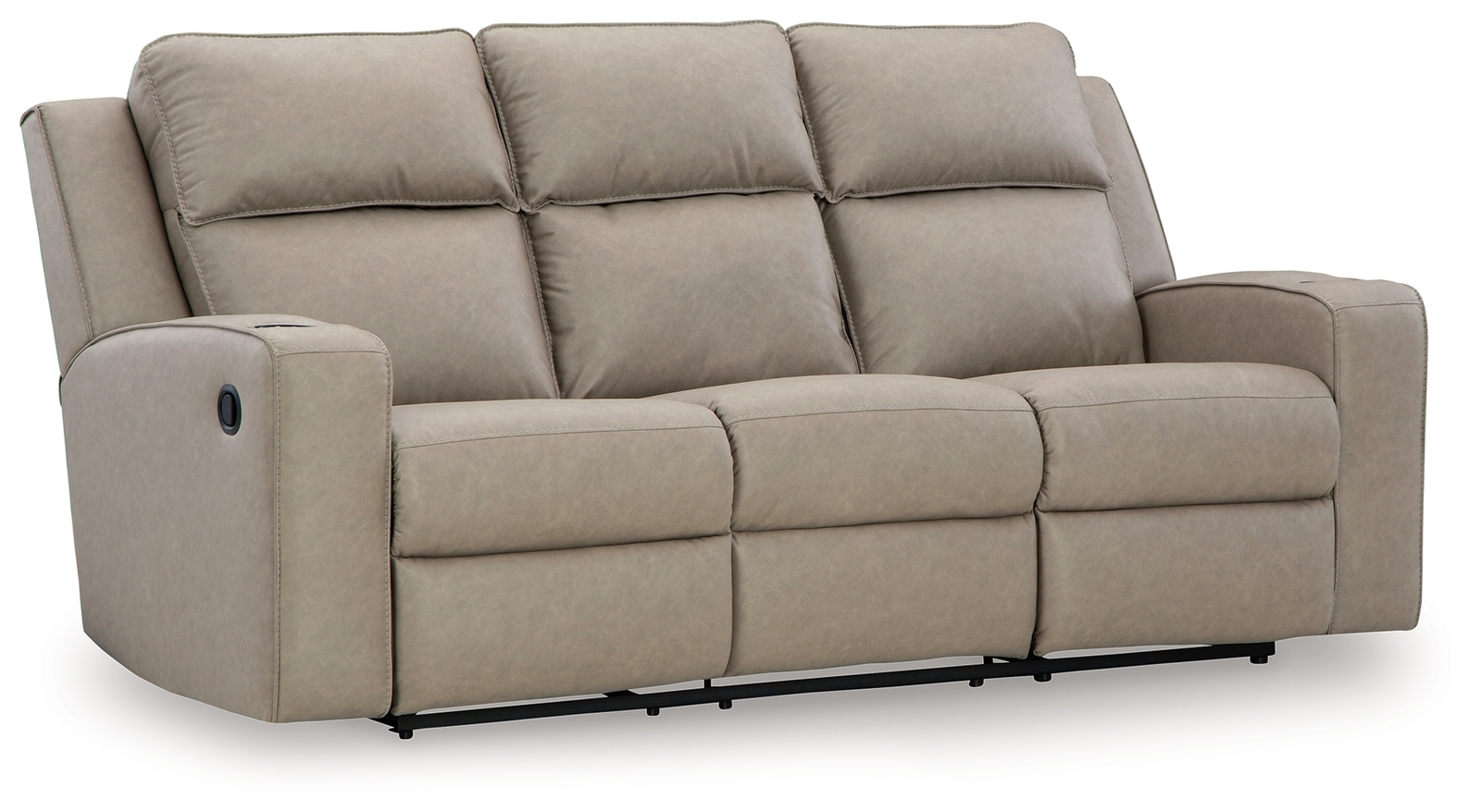 Lavenhorne - Rec Sofa W/Drop Down Table - Pebble - Image 3