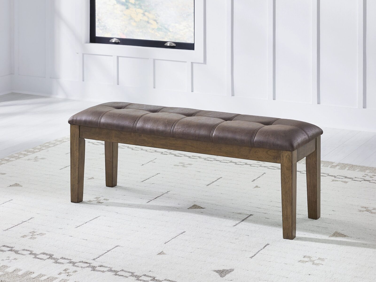 Urbinforte - Large Upholstered Dining Room Bench - Light Brown - Image 2