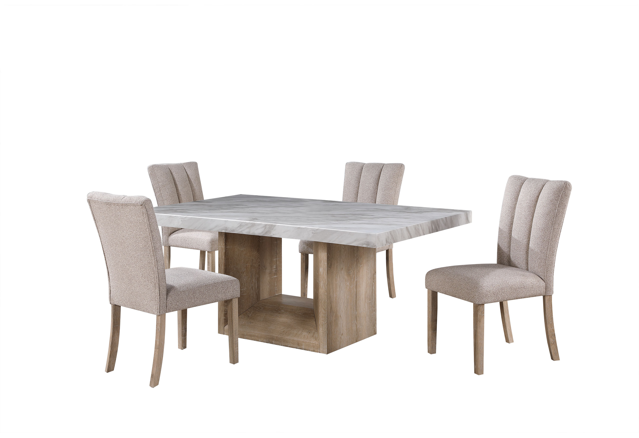 D02 - 9 Piece Dining Room Set (Dining Table And 8 Dining Chairs) - Beige / Natural - Image 2