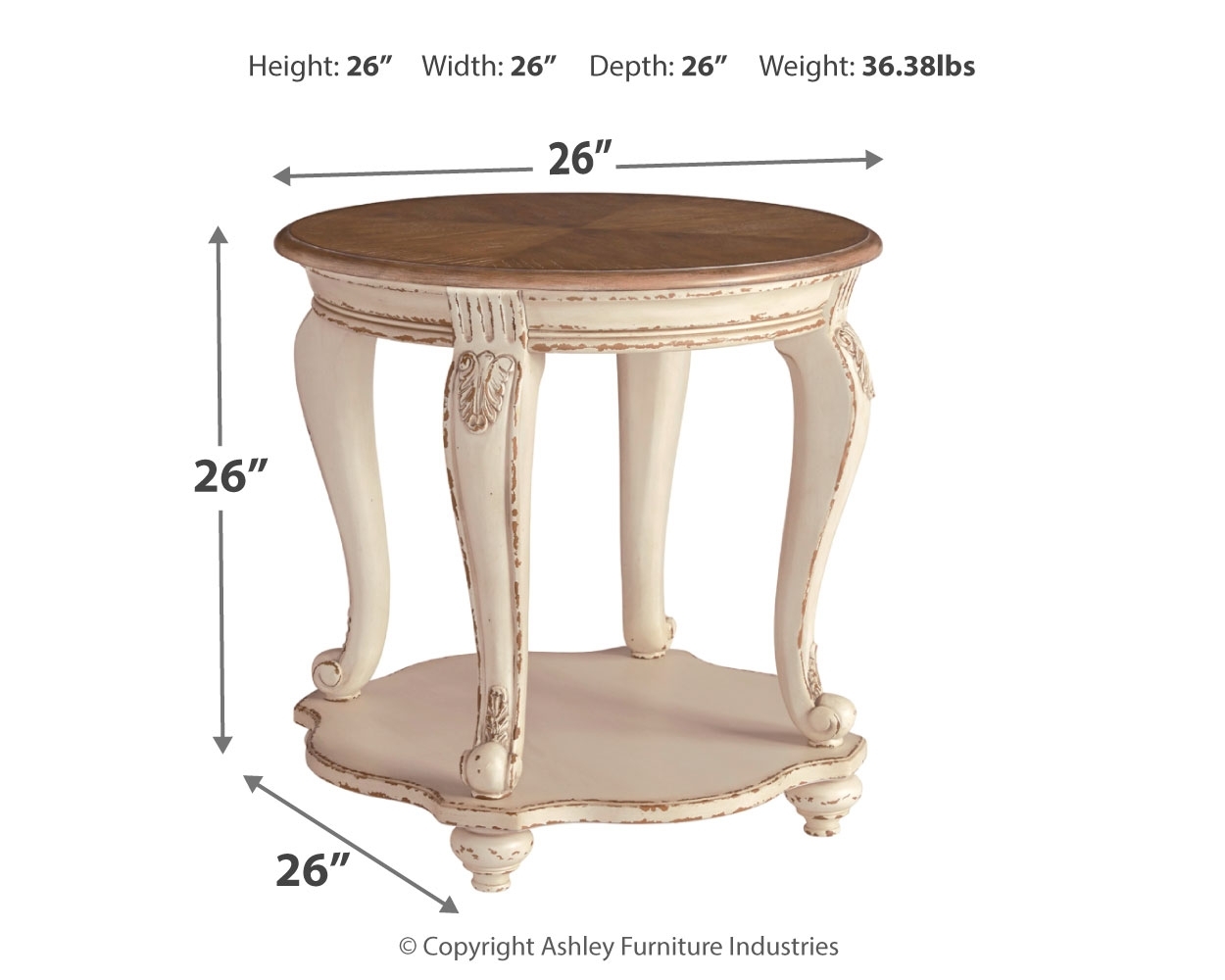 Realyn - Round End Table - White / Brown - Image 4