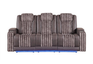 U8000 - Power Reclining Sofa With Power Headrest, Dropdown Table With Wood Trim & Reading Light & LED Light