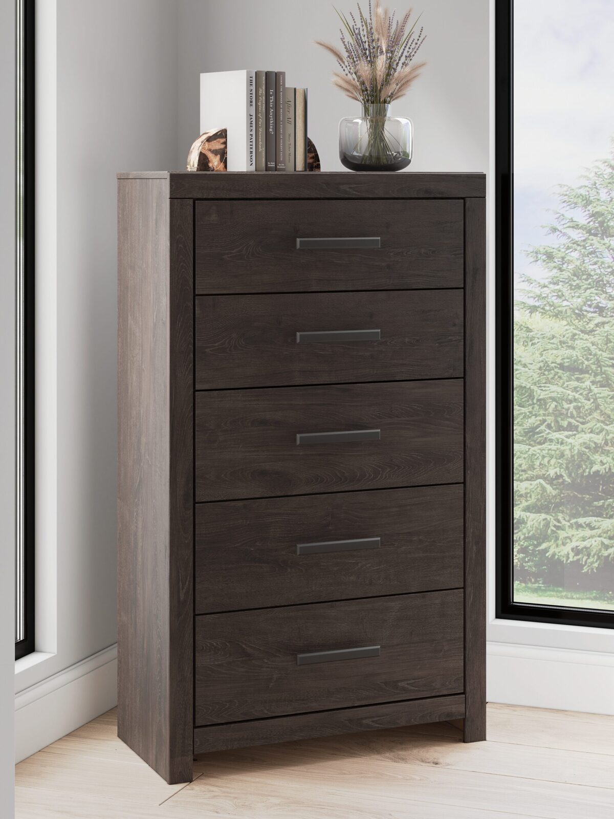 Prendonea - Five Drawer Chest - Charcoal - Image 2