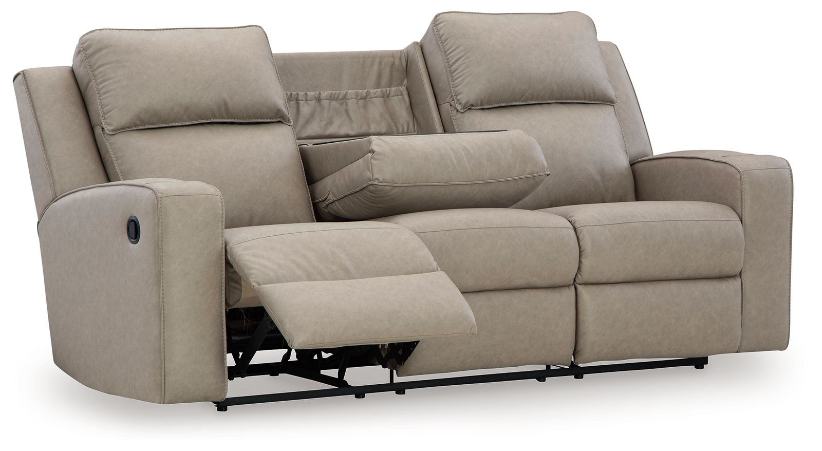 Lavenhorne - Rec Sofa W/Drop Down Table - Pebble - Image 4