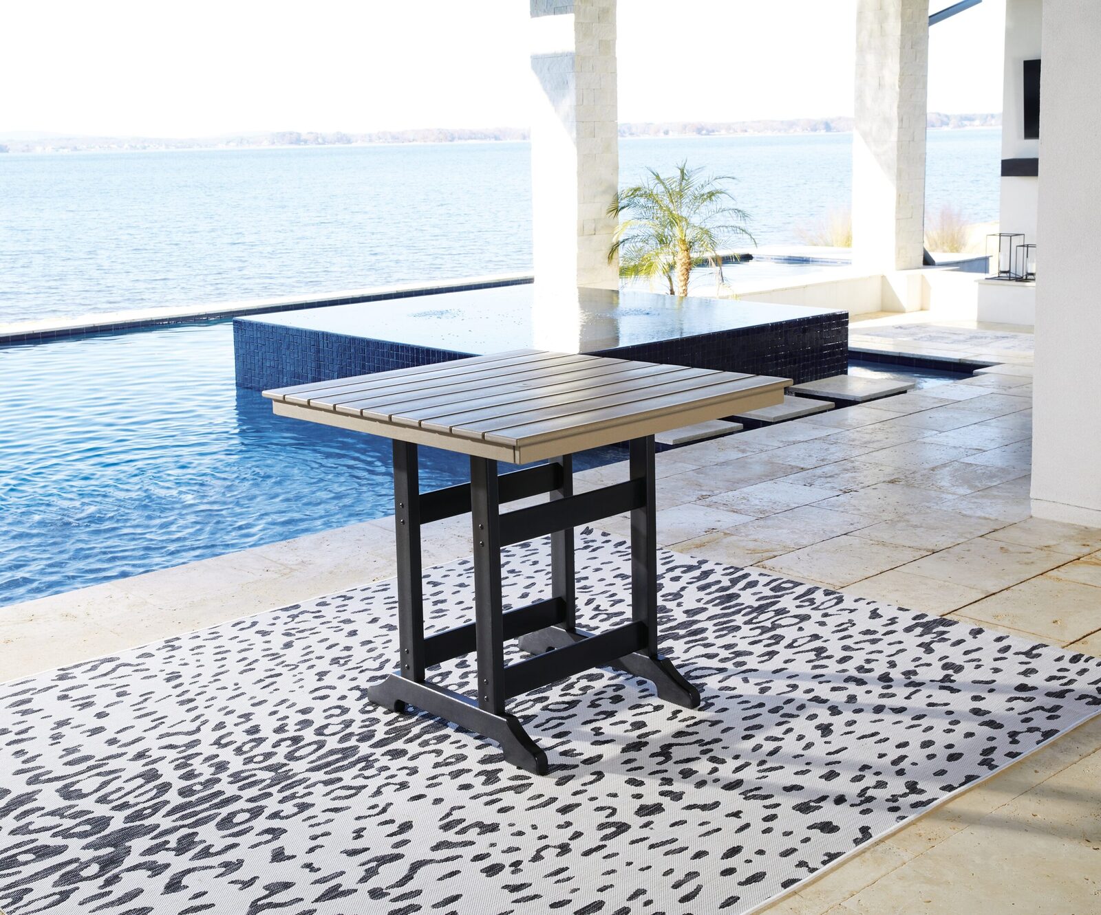 Fairen Trail - 5 Pc. - Counter Dining Set - Black / Driftwood - Image 2
