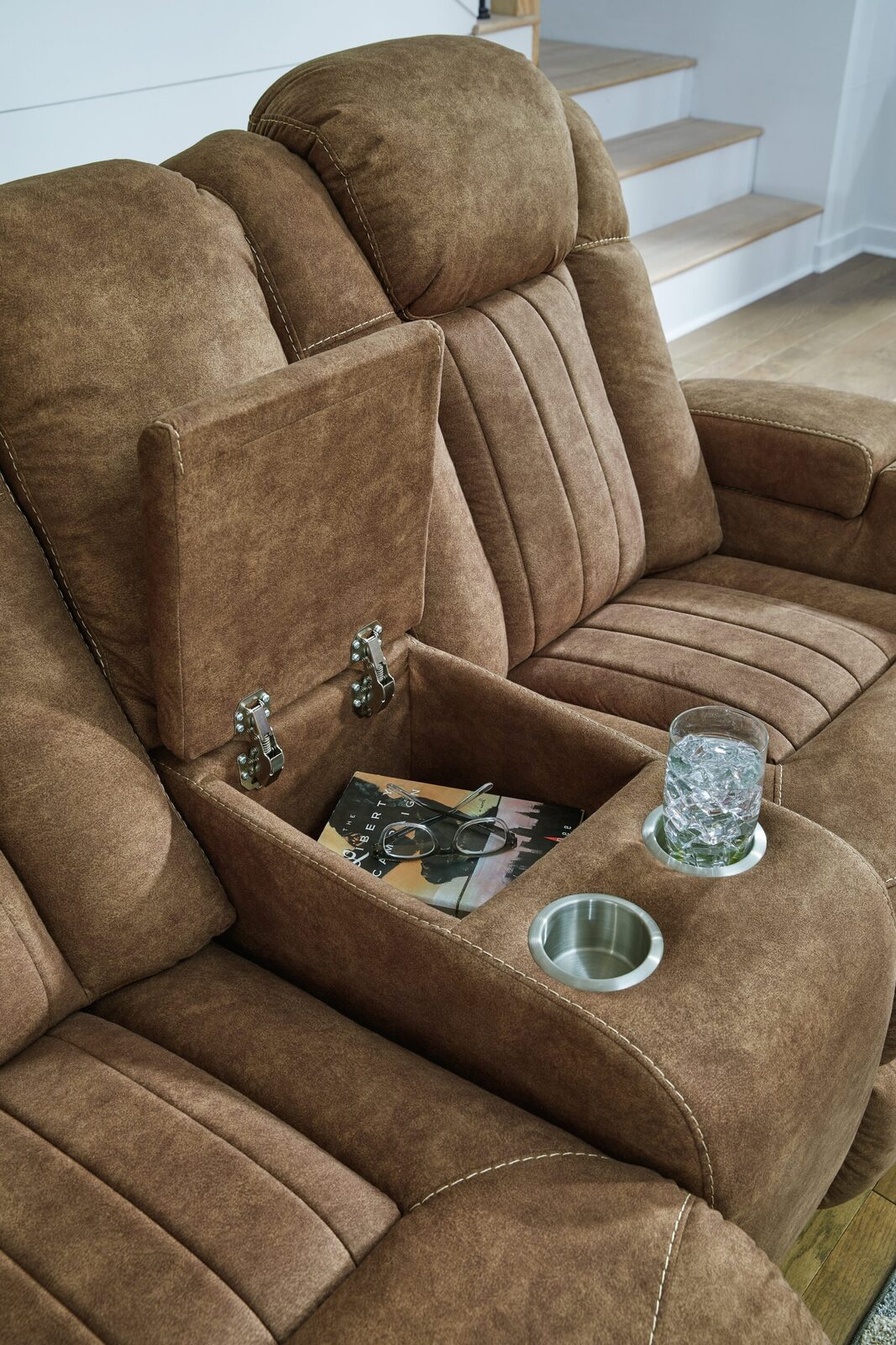 Wolfridge - Power Reclining Loveseat With Console /Adj Hdrst - Brindle - Image 8