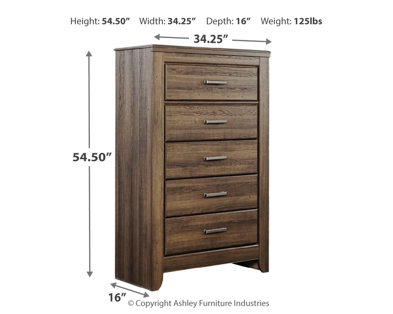 Juararo - Five Drawer Chest - Dark Brown - Image 8