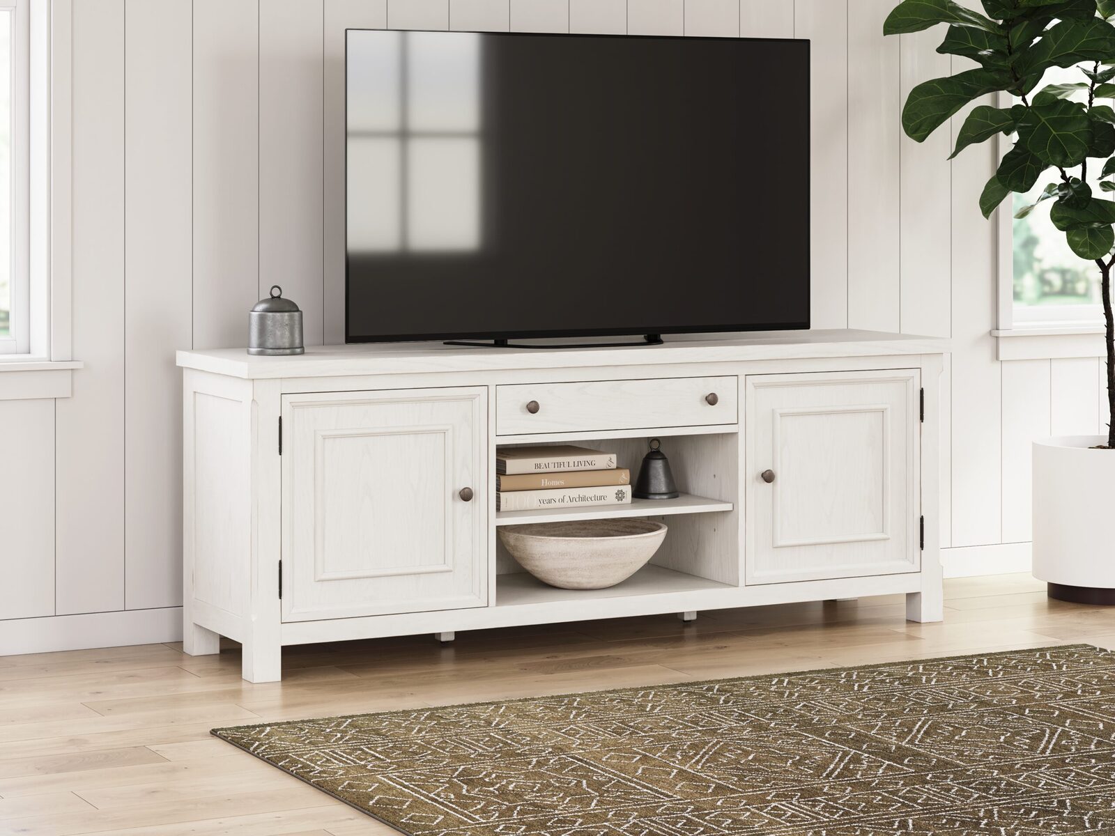 Robbinsdale - Extra Large TV Stand - Antique White - Image 2