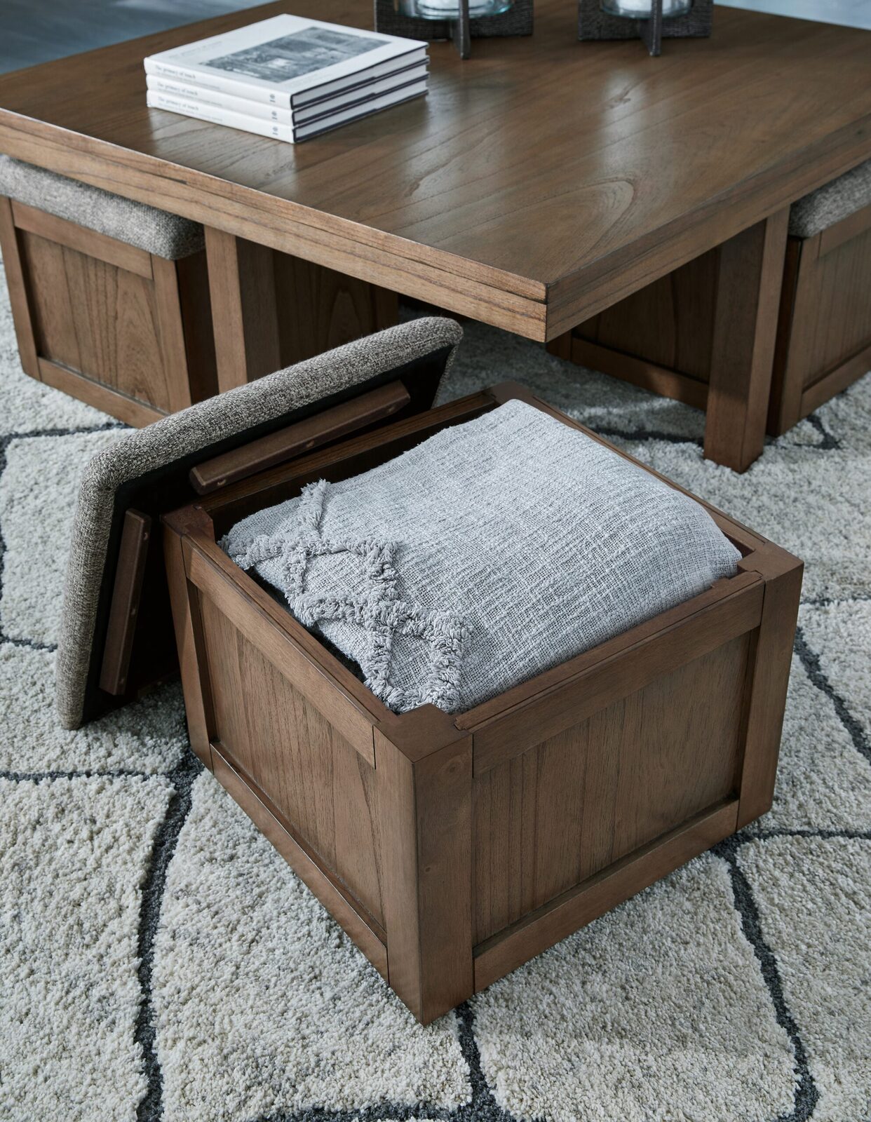 Boardernest - Cocktail Table With 4 Stools (Set of 5) - Brown - Image 6