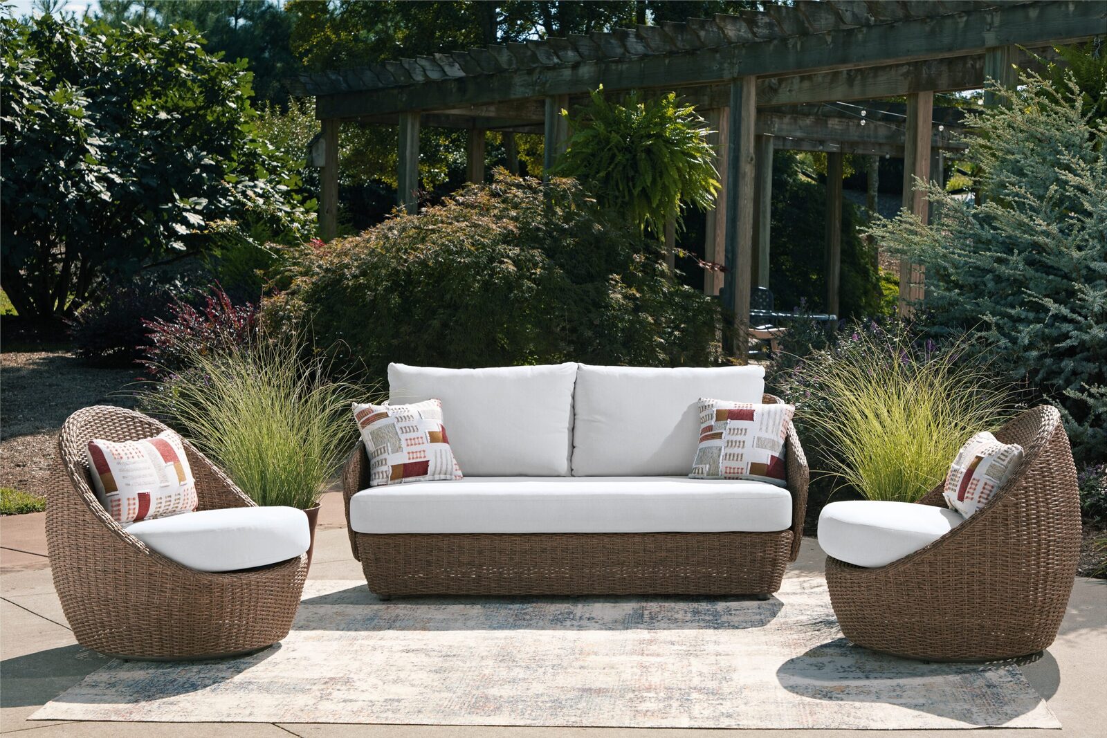 Double Point - Loveseat, Swivel Chairs Set (Set of 3) - Beige - Image 2