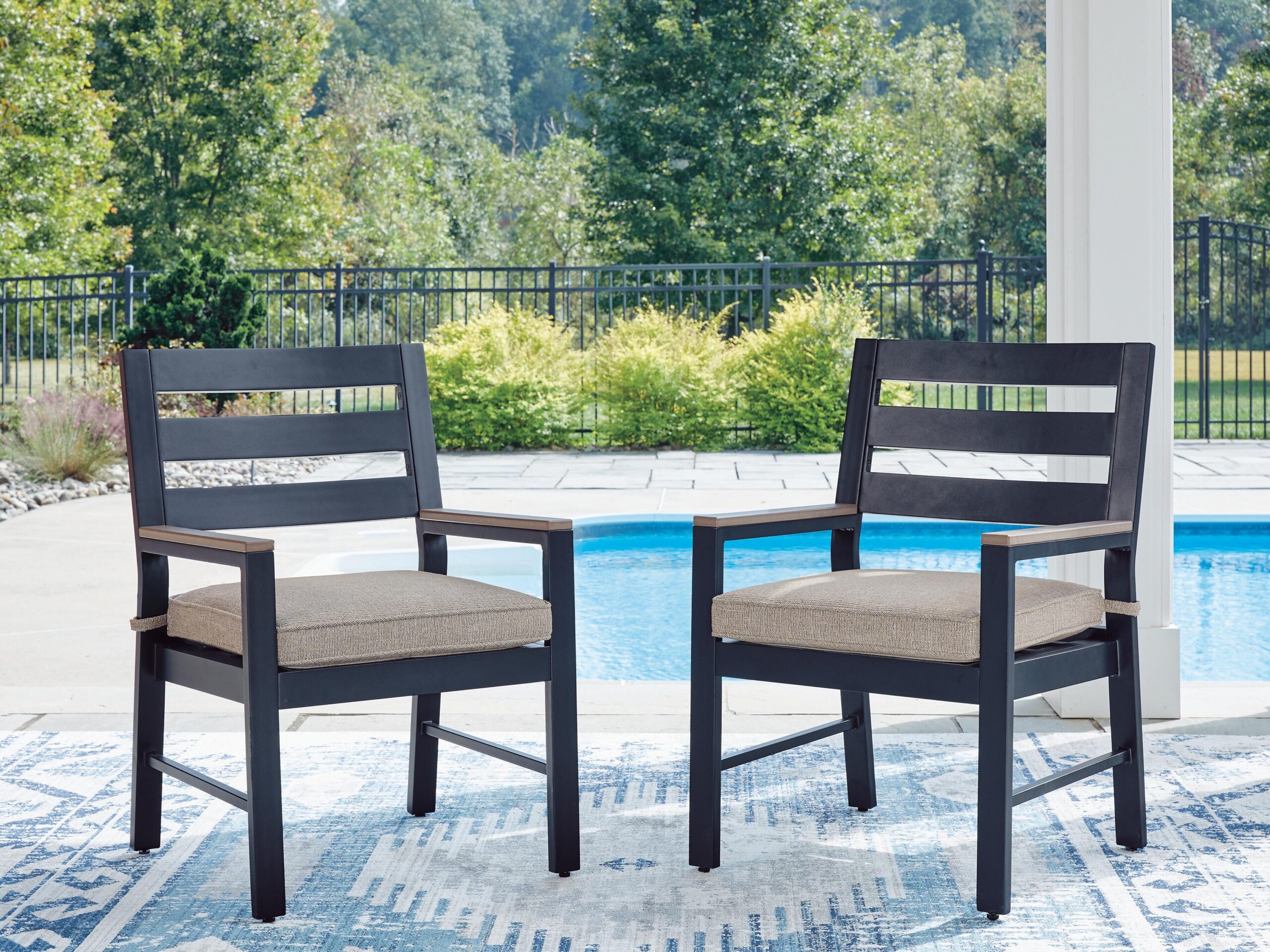 East Beach - Arm Chair With Cushion (Set of 2) - Blue - Image 2