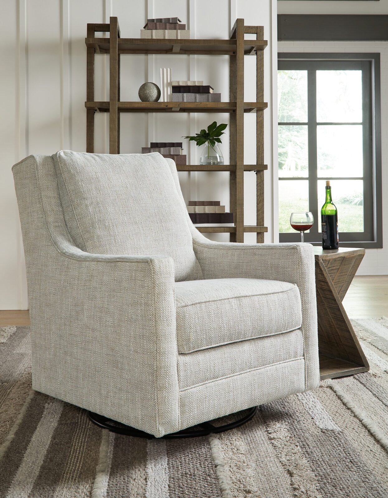 Kambria - Swivel Glider Accent Chair - Fog - Image 2