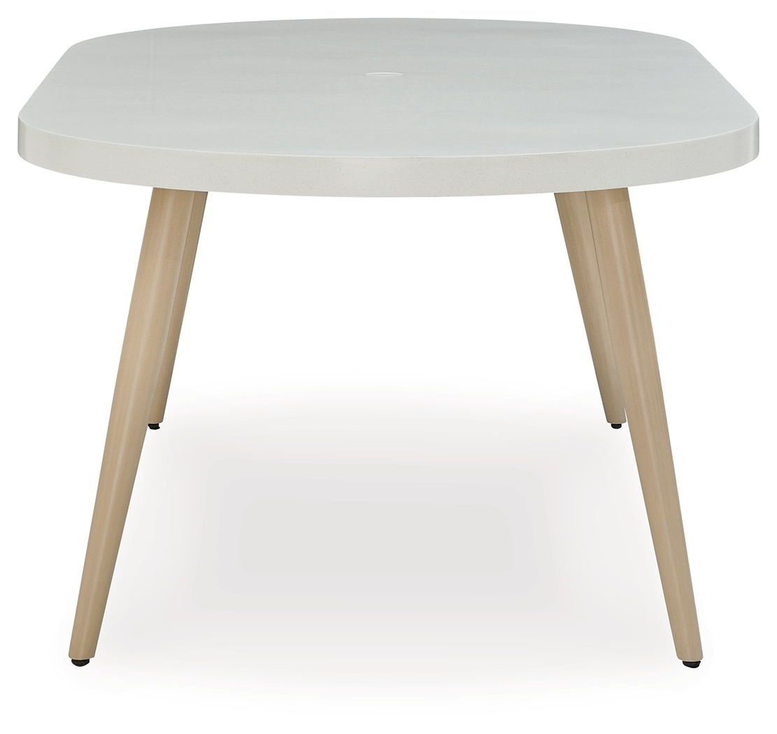 Seton Creek - Oval Dining Table With Umb Opt - White - Image 4