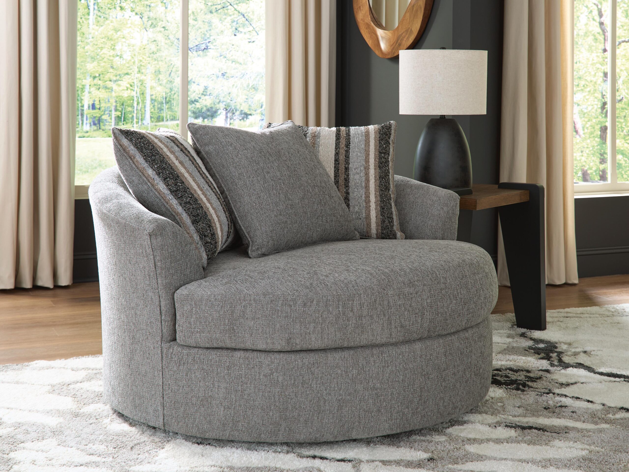 Creston Heights - Oversized Swivel Accent Chair - Smolder - Image 2