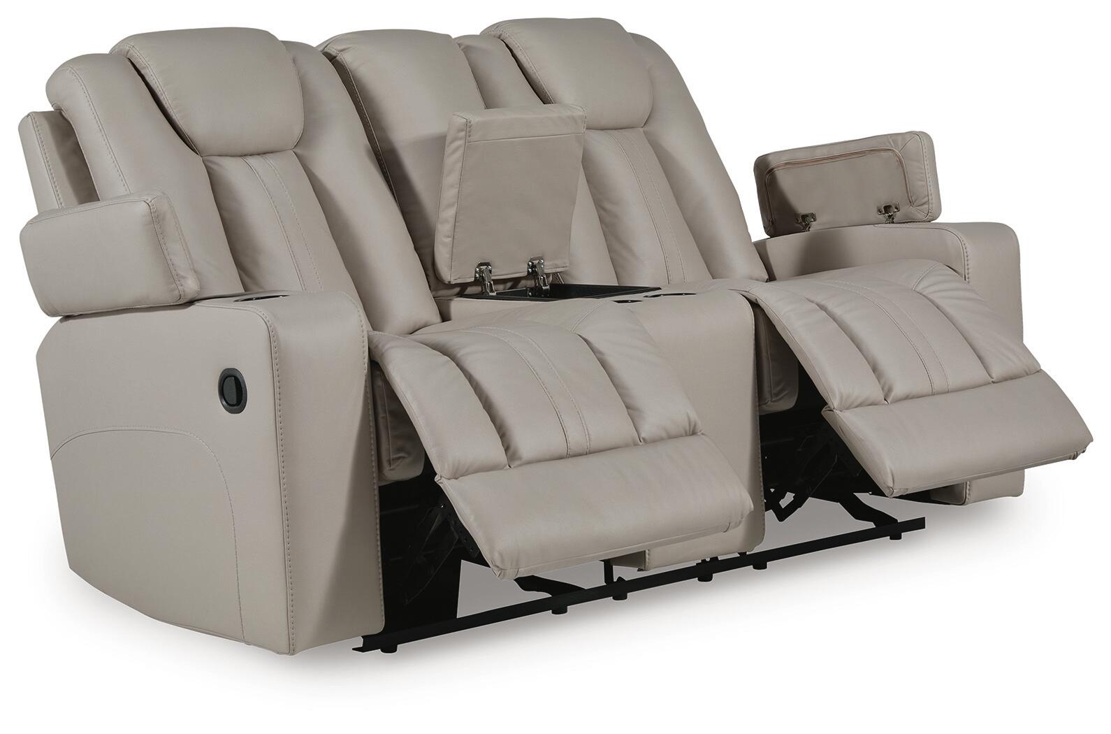 Elevate Edges - Glide Reclining Loveseat With Console - Coin - Image 3