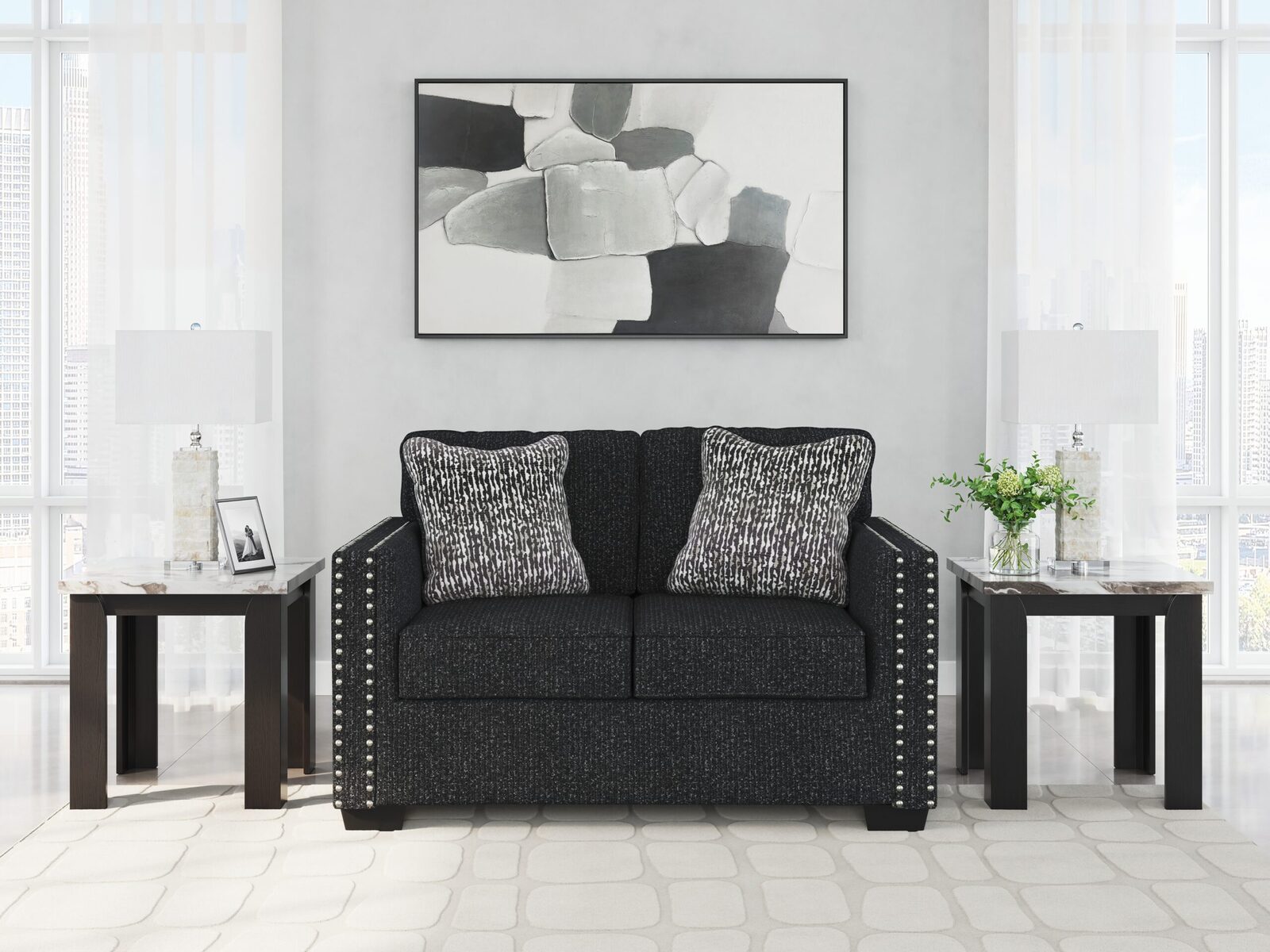 Jasmine Peaks - Loveseat - Coal - Image 2