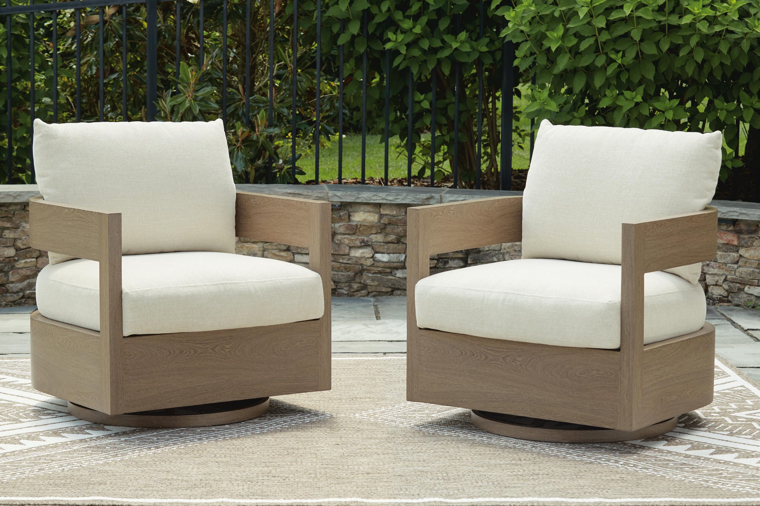 Serene Bay - Swivel Glider Chair With Cushion - Dark Brown / White - Image 7