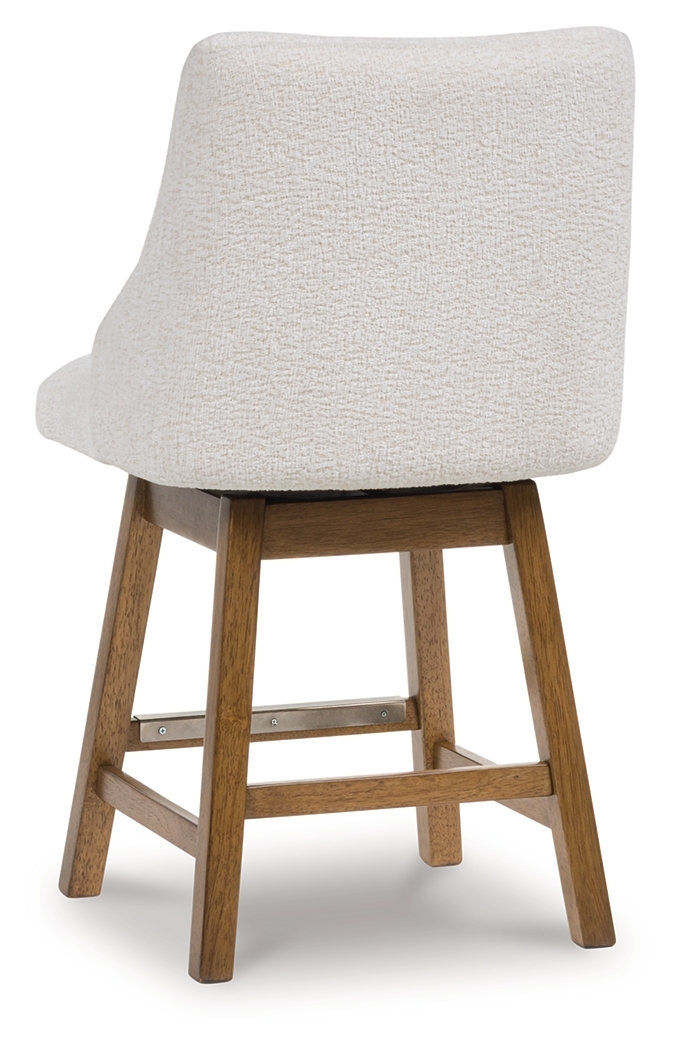 Cabalynn - Upholstered Swivel Barstool (Set of 2) - Oatmeal / Light Brown - Image 6
