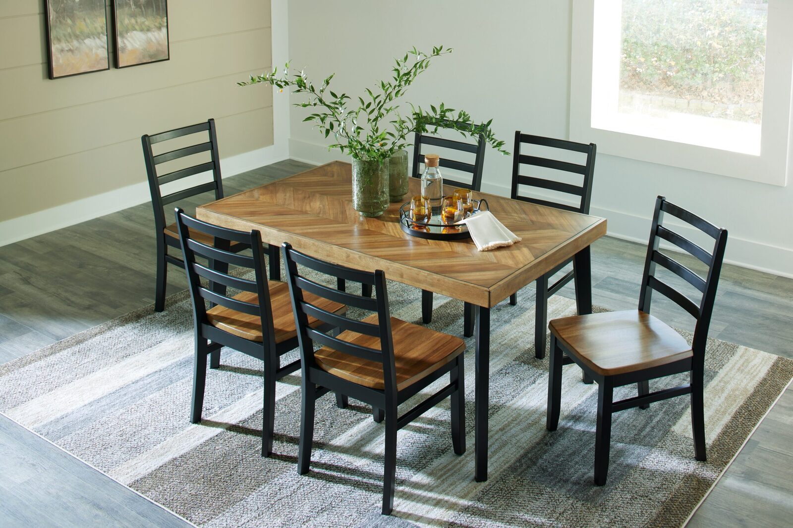 Blondon - Rectangular Drm Table Set (Set of 7) - Brown / Black - Image 11