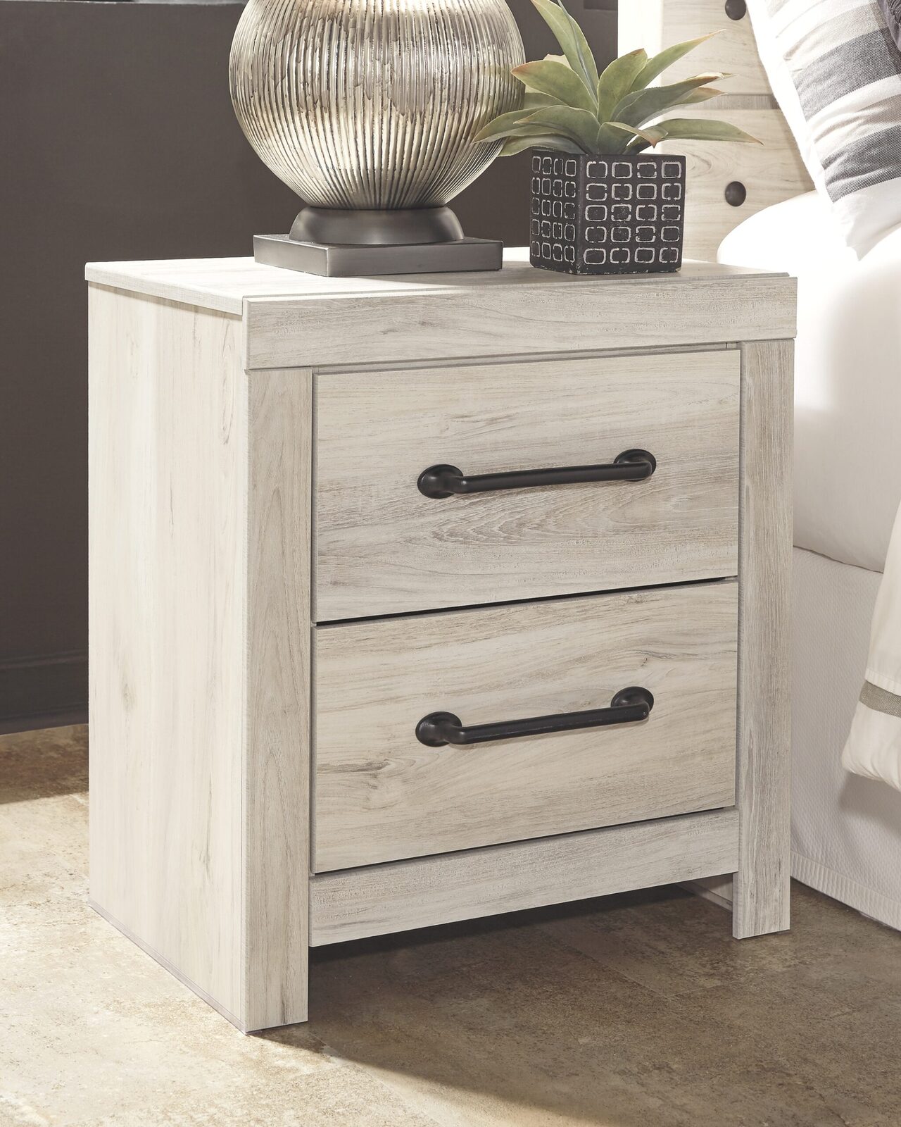 Cambeck - Two Drawer Night Stand - Whitewash - Image 2
