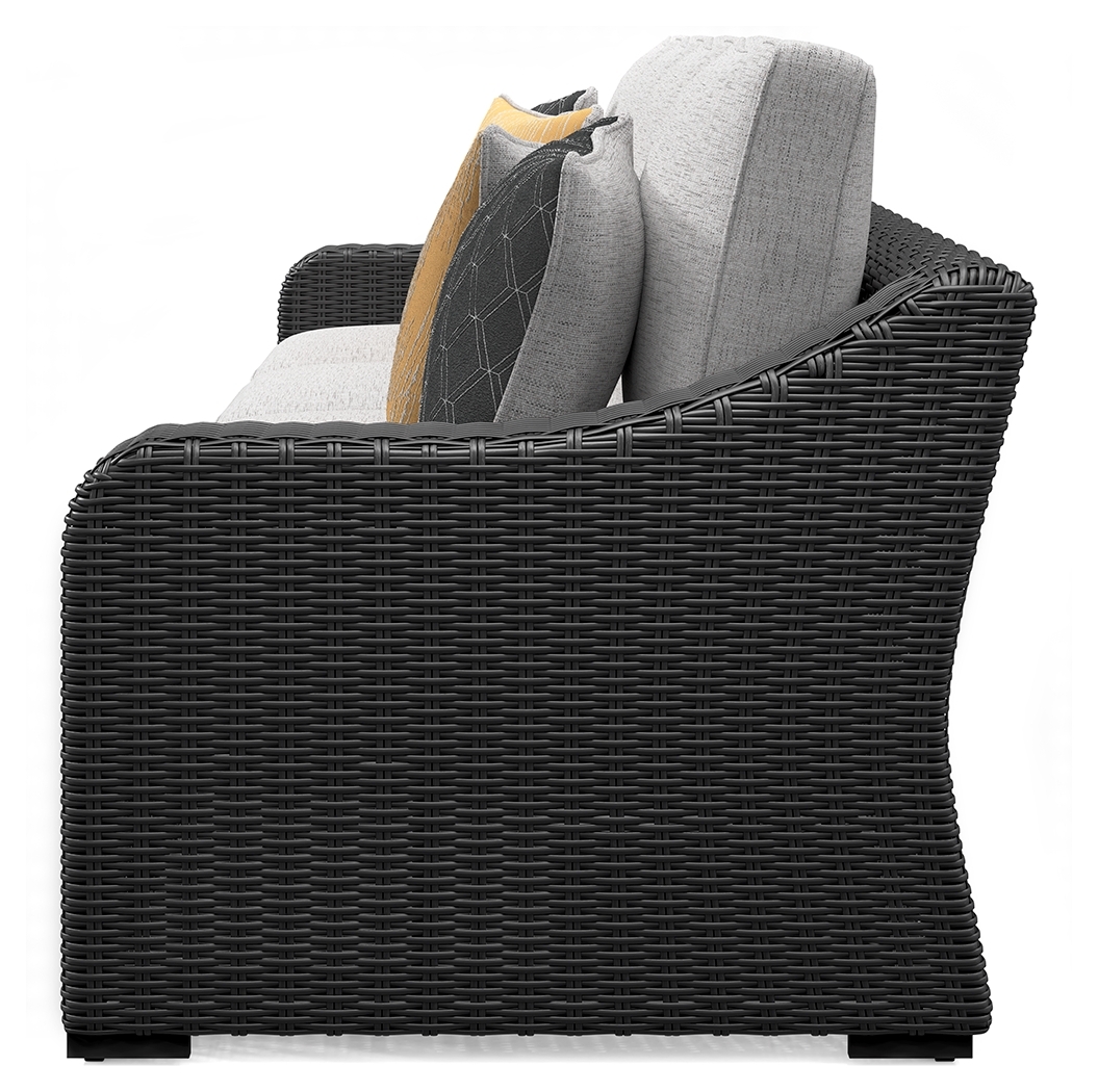 Beachcroft - 2-Piece Outdoor Loveseat with Cushion - Black / Light Gray - Image 6