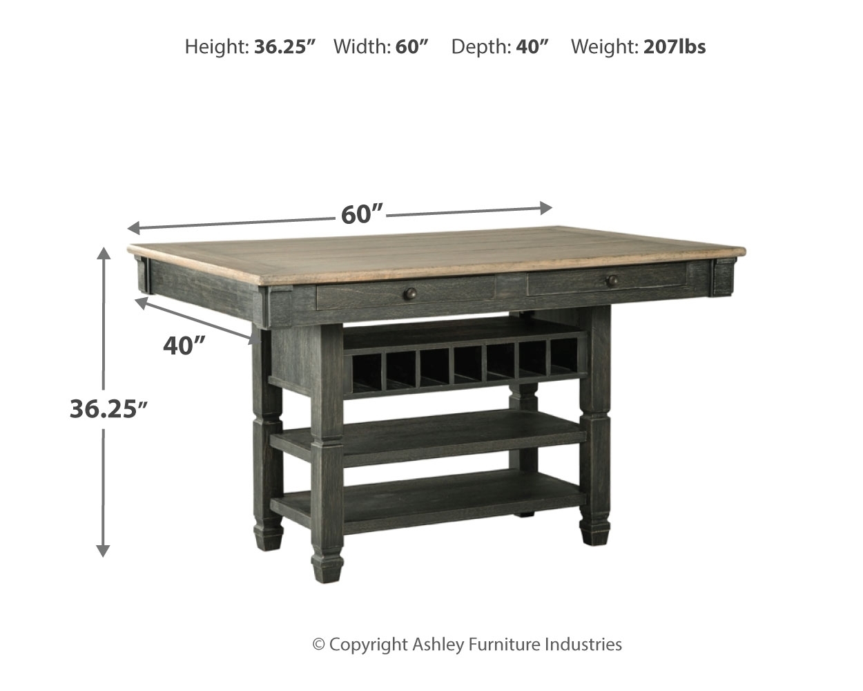 Tyler Creek - Rectangular Dining Room Counter Table - Black / Gray - Image 4