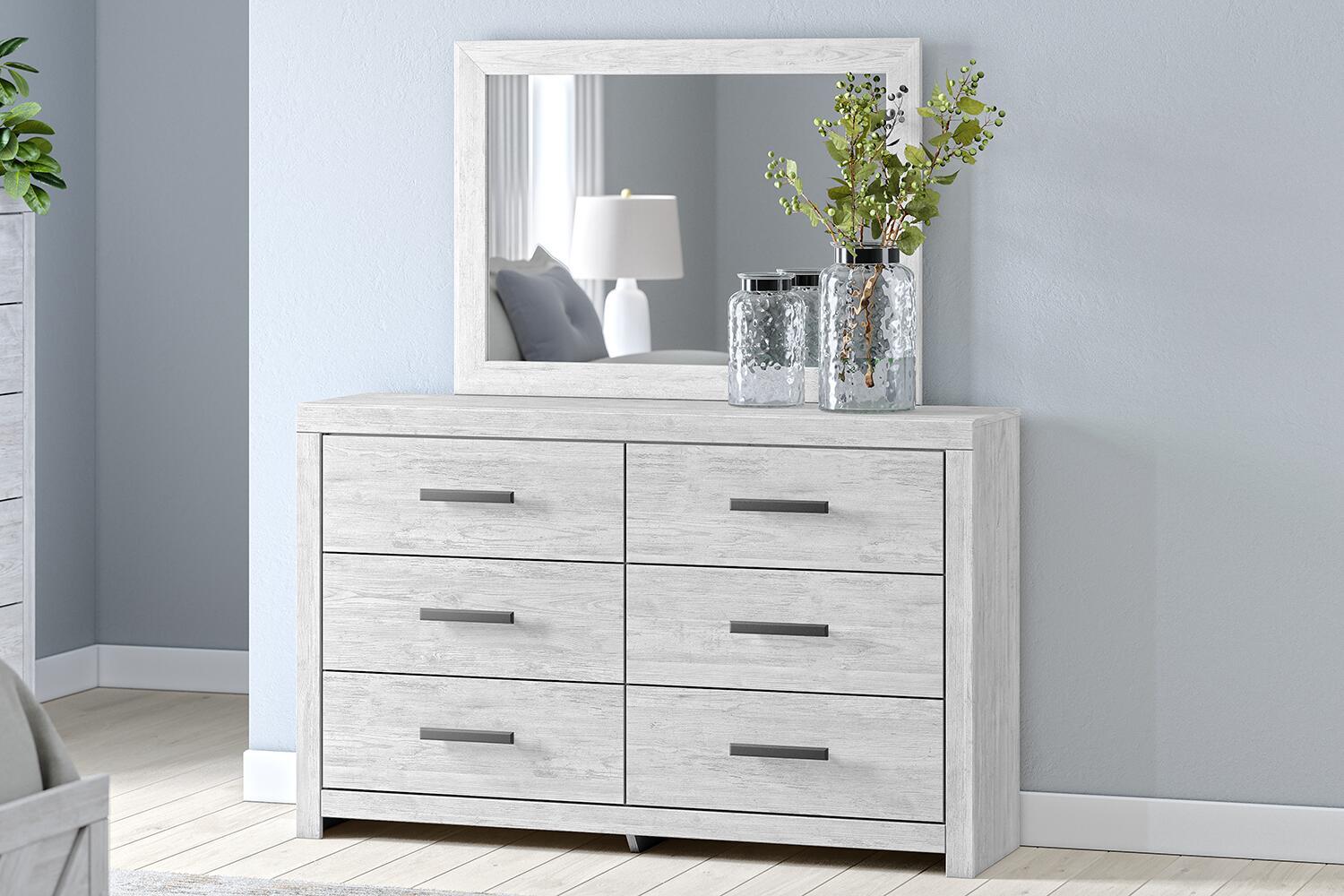 Cayboni - Dresser And Mirror - Whitewash - Image 2