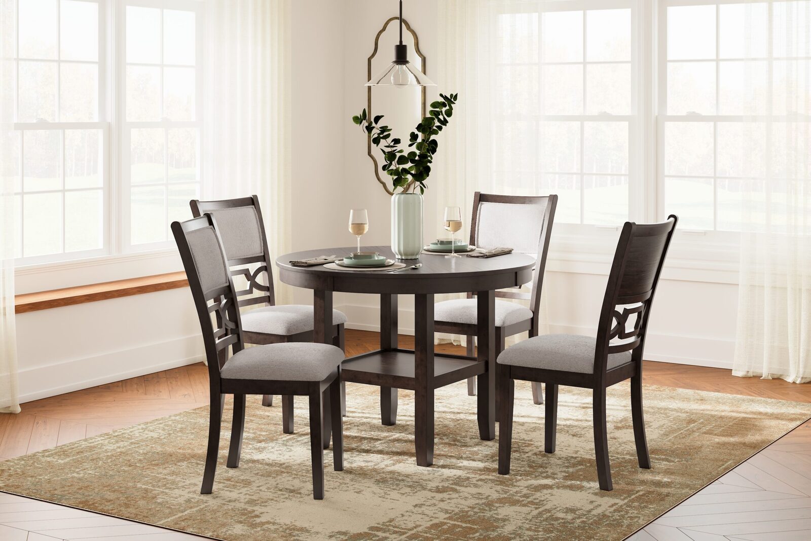 Langwest - Dining Room Table Set (Set of 5) - Brown - Image 2