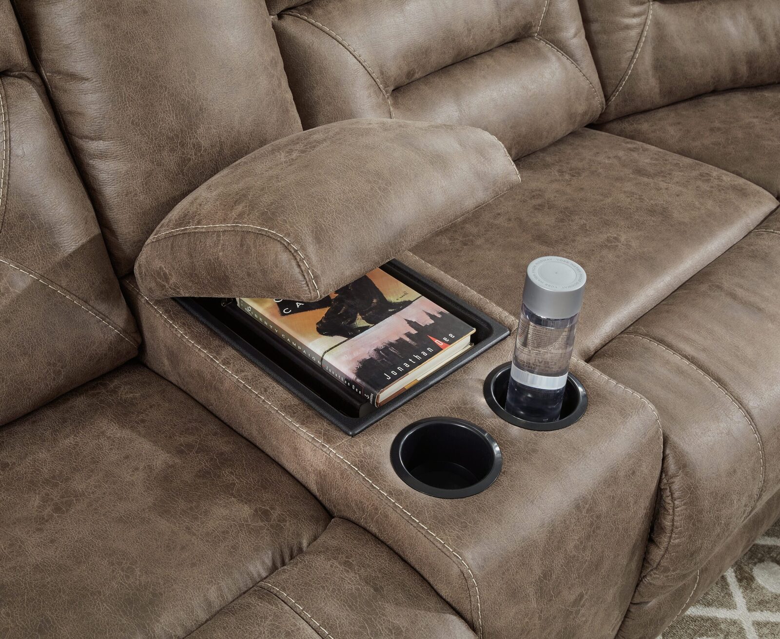 Ravenel - 3-Piece Power Reclining Sectional With Laf Power Reclining Loveseat With Console - Faux Leather - Fossil - Image 4