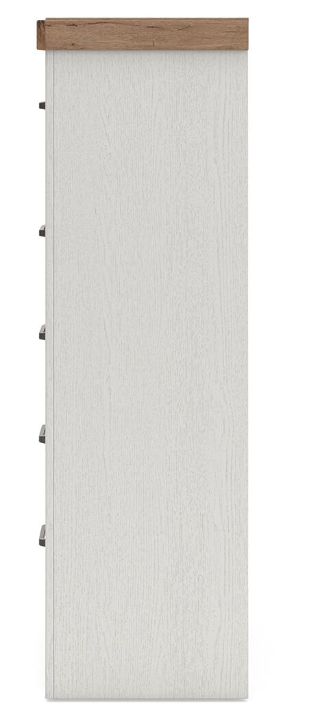 Savonport - Five Drawer Chest - White / Brown - Image 7