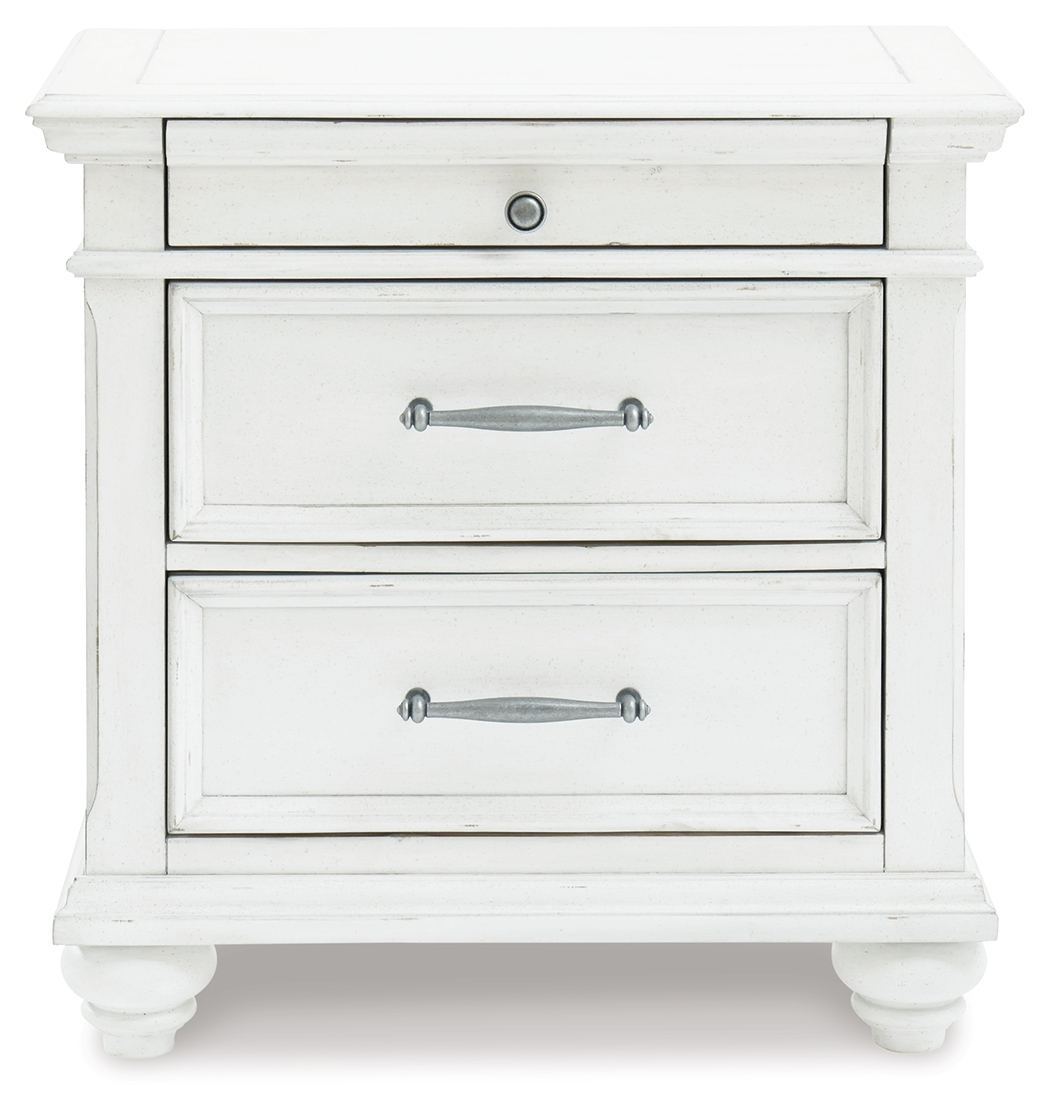 Kanwyn - Three Drawer Night Stand - Whitewash - Image 3