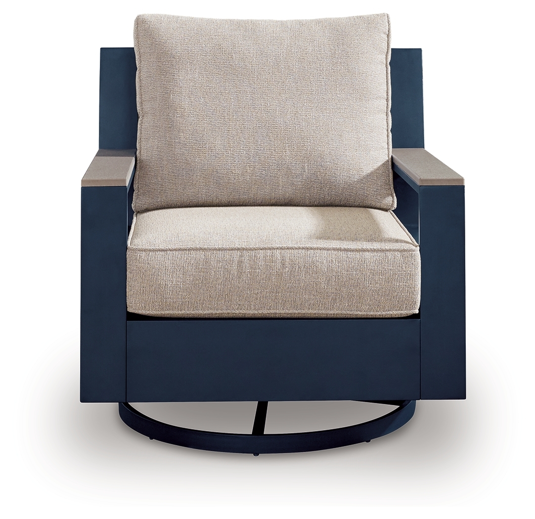 East Beach - Swivel Glider Chair With Cushion - Blue - Image 3