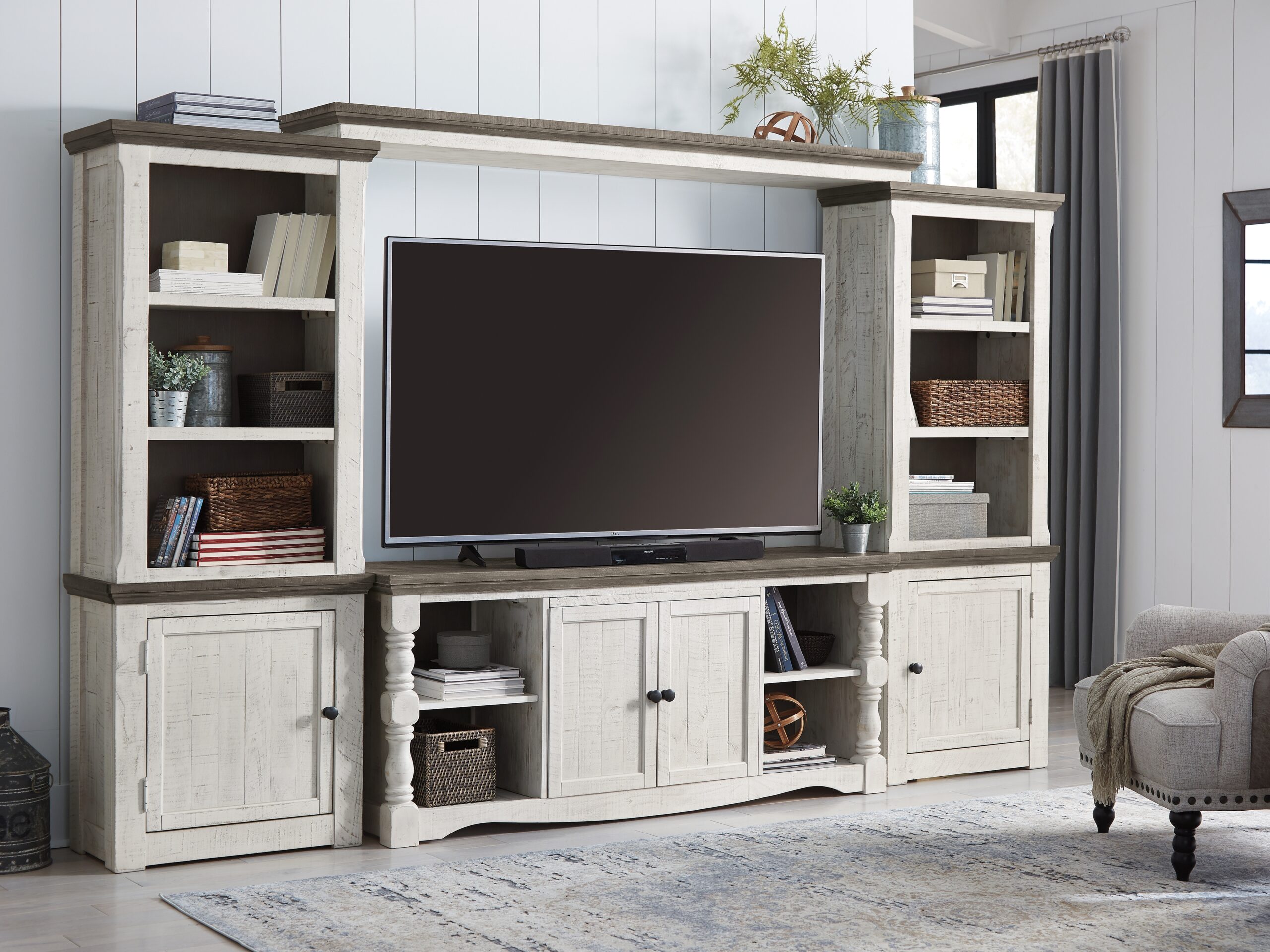 Havalance - 4 Pc. - Entertainment Center - 67" TV Stand - Brown / Beige - Image 2
