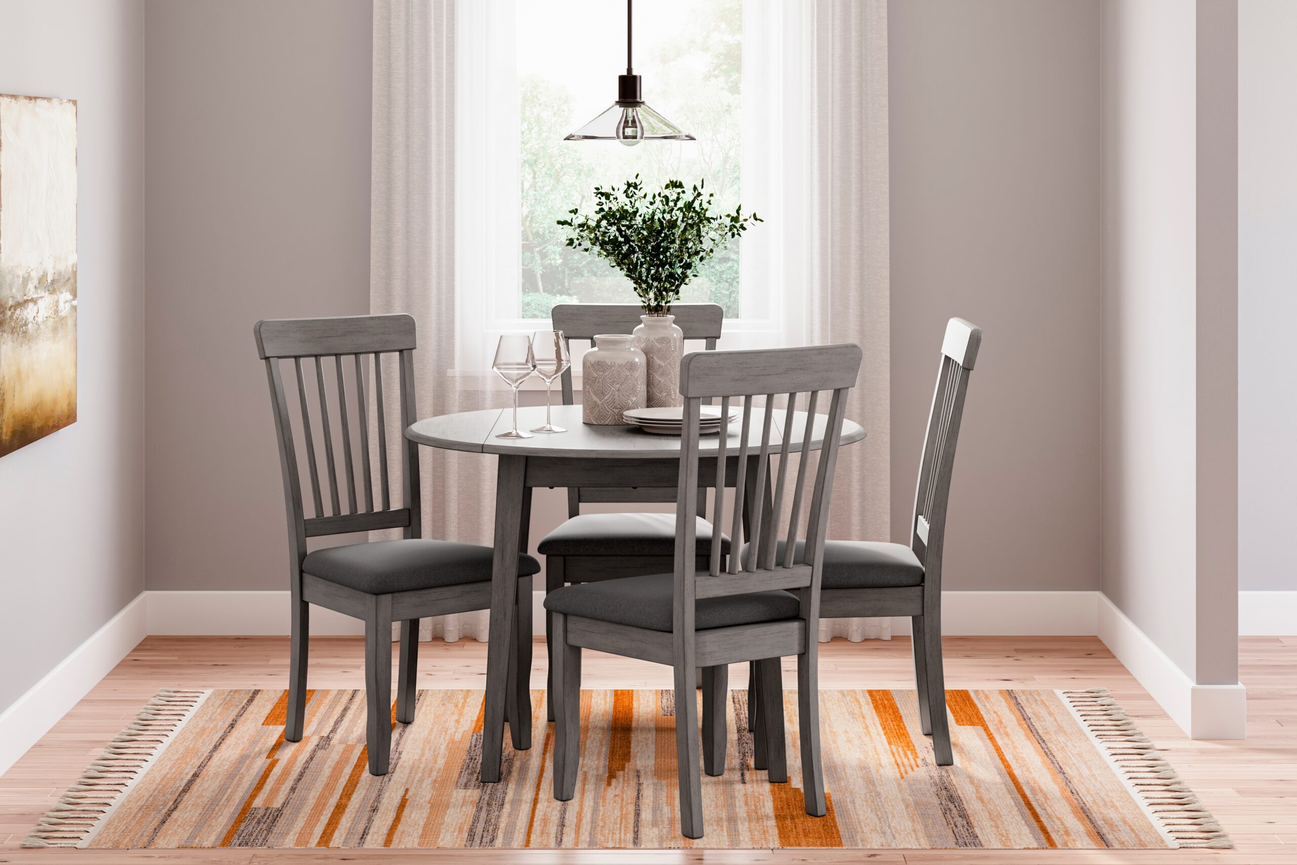 Shullden - Round Drm Drop Leaf Table - Gray - Image 8