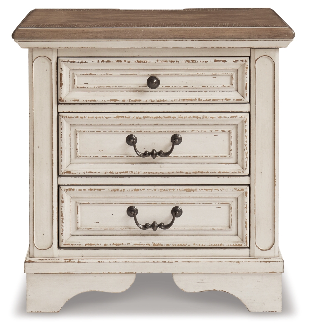 Realyn - Three Drawer Night Stand - White / Brown / Beige - Image 3
