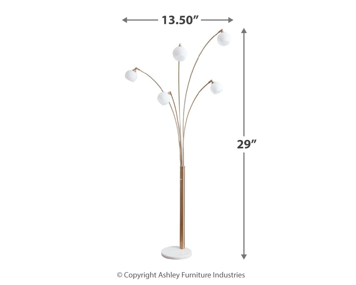 Taliya - Metal Arc Lamp - Champagne / White - Image 4