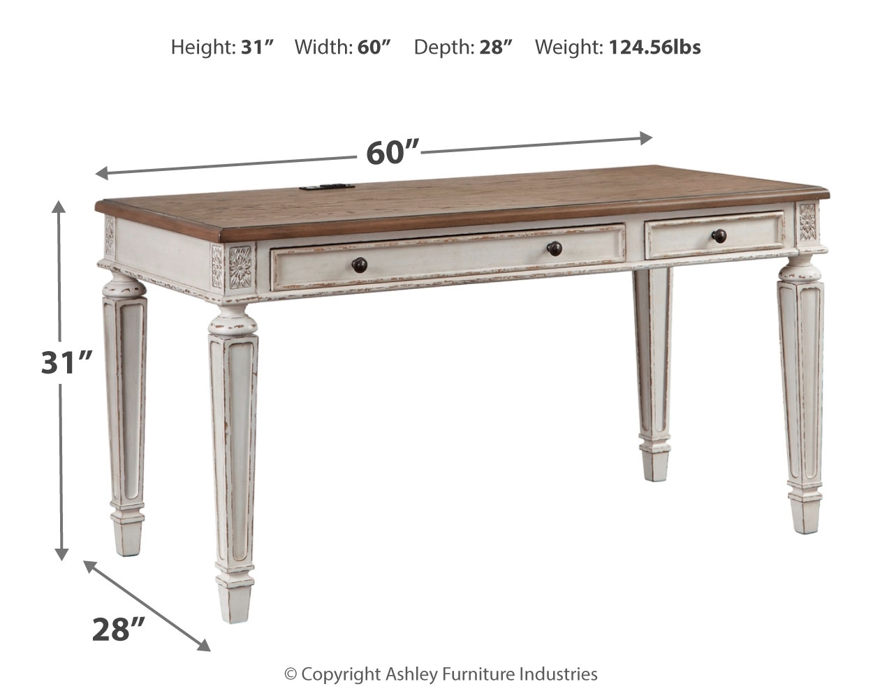 Realyn - Home Office Desk - Light Brown - Image 4