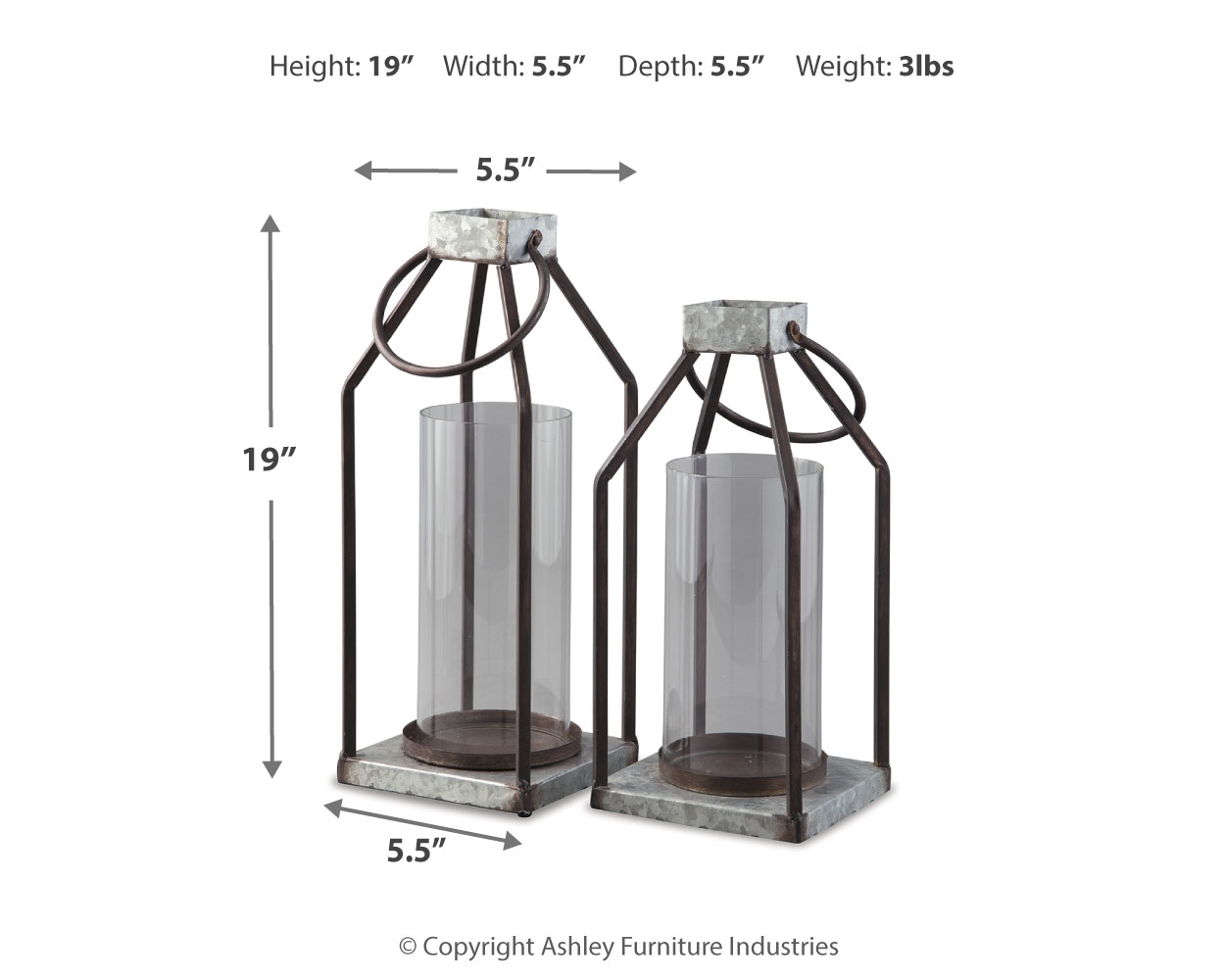 Diedrick - Lantern Set (Set of 2) - Gray / Black - Image 3