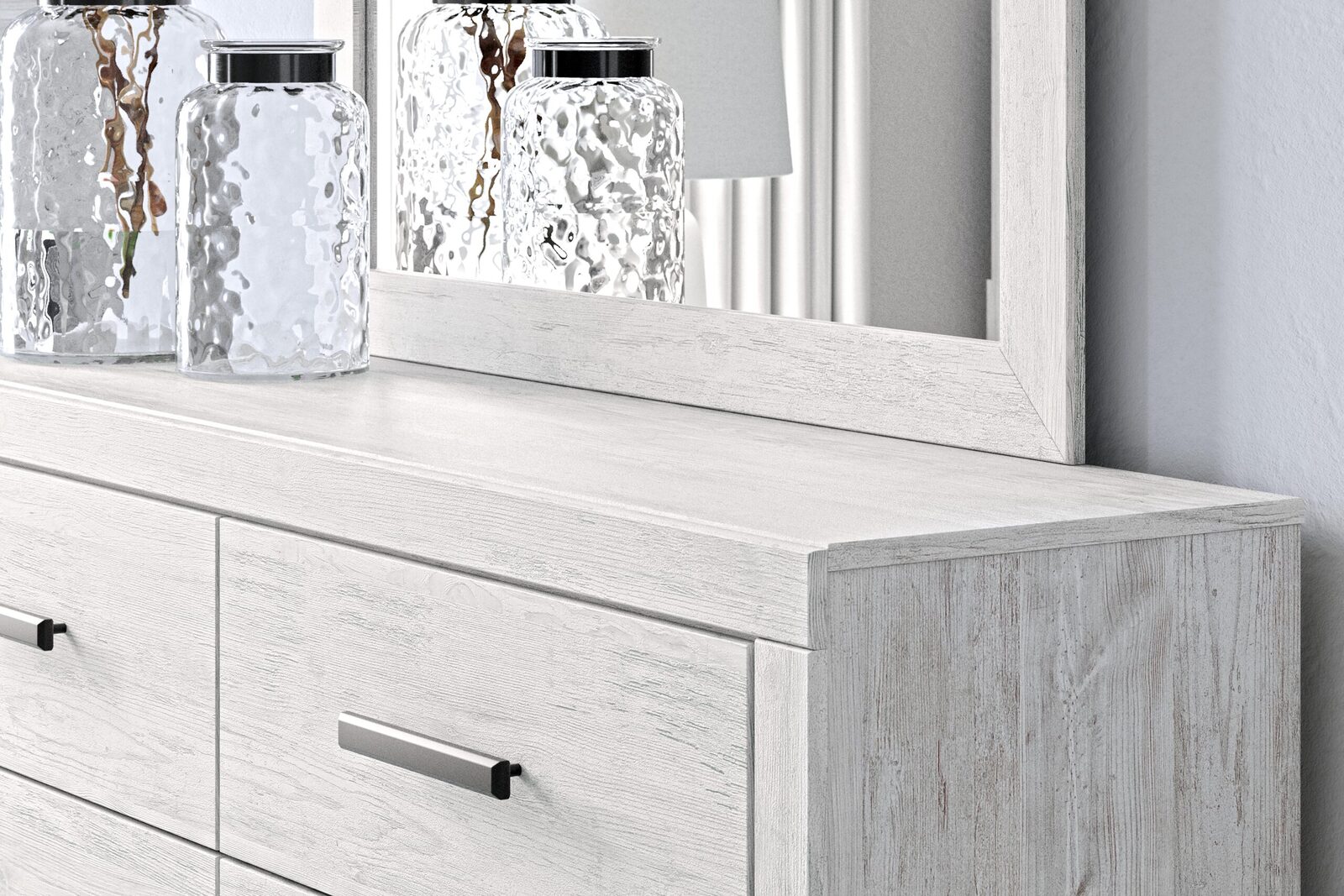Cayboni - Dresser And Mirror - Whitewash - Image 9