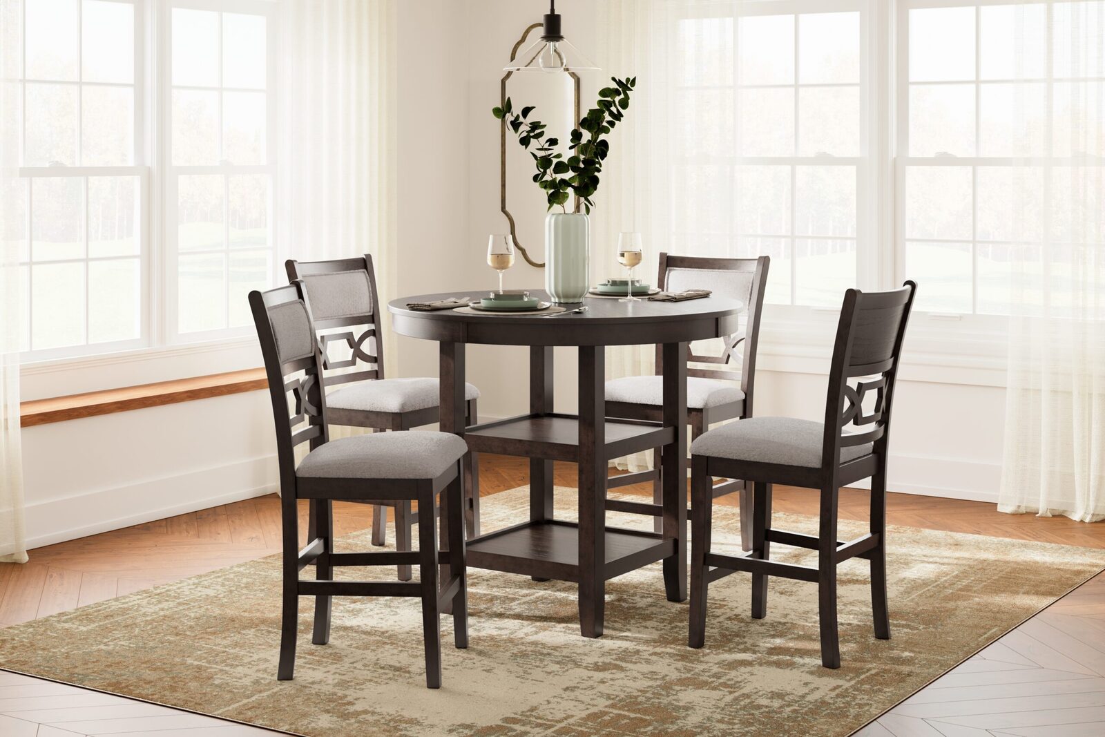 Langwest - Dining Room Counter Table Set (Set of 5) - Brown - Image 2