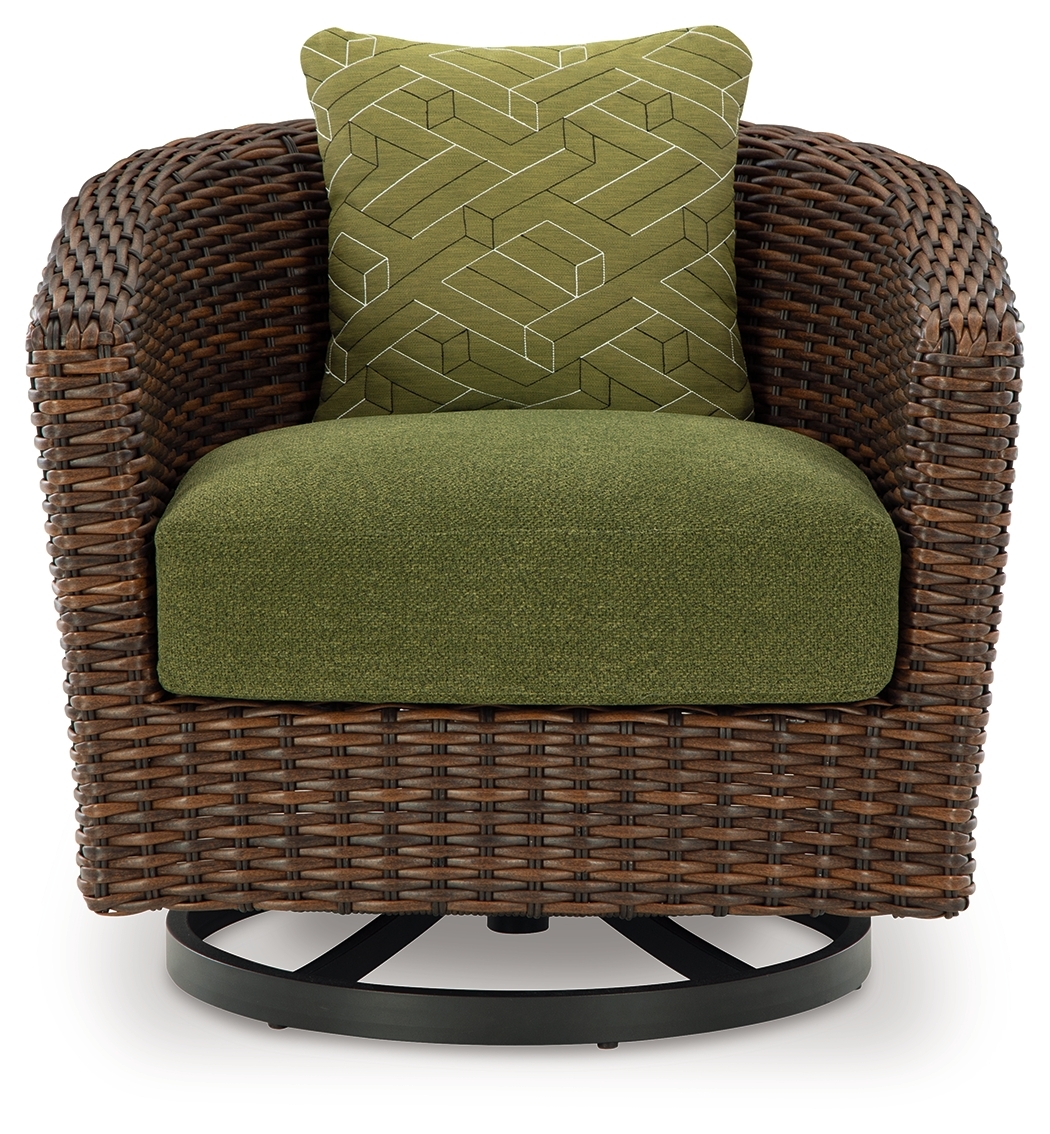 Horizon Hall - Swivel Lounge With Cushion - Brown / Green - Image 4